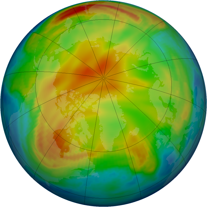 Arctic ozone map for 10 January 1999
